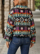 Geometric Dropped Shoulder Balloon Sleeve Outerwear - V.I.P Digital Presence