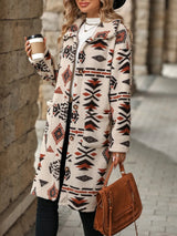 Geometric Pocketed Dropped Shoulder Coat - V.I.P Digital Presence