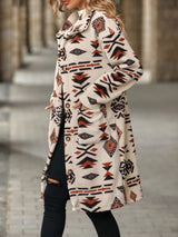 Geometric Pocketed Dropped Shoulder Coat - V.I.P Digital Presence