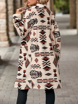 Geometric Pocketed Dropped Shoulder Coat - V.I.P Digital Presence