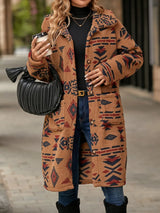 Geometric Pocketed Dropped Shoulder Coat - V.I.P Digital Presence