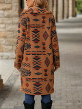 Geometric Pocketed Dropped Shoulder Coat - V.I.P Digital Presence