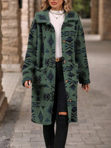 Geometric Pocketed Dropped Shoulder Coat - V.I.P Digital Presence