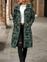 Geometric Pocketed Dropped Shoulder Coat - V.I.P Digital Presence