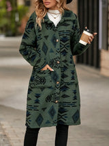 Geometric Pocketed Dropped Shoulder Coat - V.I.P Digital Presence