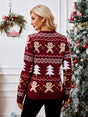 Gingerbread man jacquard long sleeved sweater pullover casual top - V.I.P Digital Presence