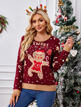 Gingerbread man pattern long sleeved pullover sweater - V.I.P Digital Presence