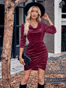 Glitter Ruched Cowl Neck Wrap Dress - V.I.P Digital Presence