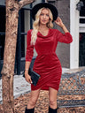 Glitter Ruched Cowl Neck Wrap Dress - V.I.P Digital Presence