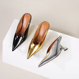 Glossy patent leather cross-border women's shoes with high heels and sloping heels slippers - V.I.P Digital Presence