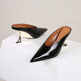 Glossy patent leather cross-border women's shoes with high heels and sloping heels slippers - V.I.P Digital Presence