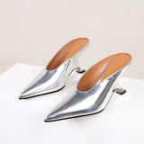 Glossy patent leather cross-border women's shoes with high heels and sloping heels slippers - V.I.P Digital Presence