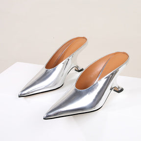 Glossy patent leather cross-border women's shoes with high heels and sloping heels slippers - V.I.P Digital Presence