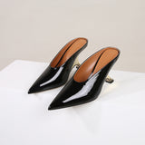 Glossy patent leather cross-border women's shoes with high heels and sloping heels slippers - V.I.P Digital Presence