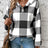 Grid printed loose casual fashionable button long sleeved hooded sweatshirt - V.I.P Digital Presence