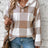 Grid printed loose casual fashionable button long sleeved hooded sweatshirt - V.I.P Digital Presence
