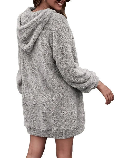 Half Zip Dropped Shoulder Oversized Hoodie - V.I.P Digital Presence