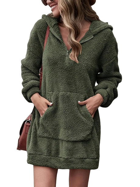 Half Zip Dropped Shoulder Oversized Hoodie - V.I.P Digital Presence