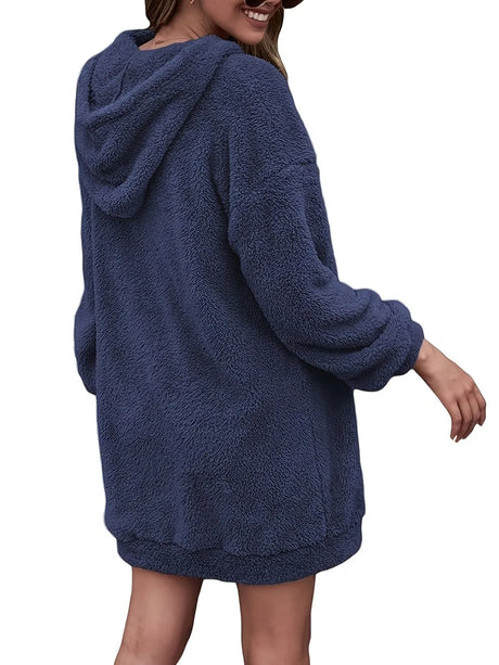 Half Zip Dropped Shoulder Oversized Hoodie - V.I.P Digital Presence