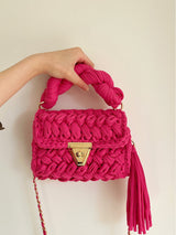 Hand woven bag crochet bag shoulder bag women's Fried Dough Twists portable tassel bag - V.I.P Digital Presence