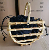 Handmade tassel bamboo knot bag water bucket bag semi-circular bamboo basket handbag for women - V.I.P Digital Presence