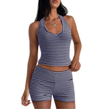 Hanging neck striped suit for women's clothing - V.I.P Digital Presence