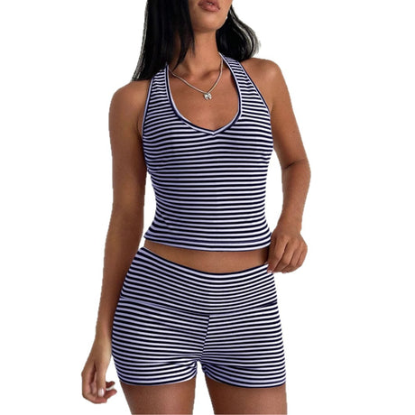 Hanging neck striped suit for women's clothing - V.I.P Digital Presence