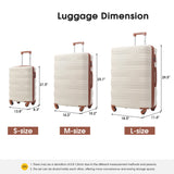 Hardshell Luggage Sets 3 Pcs Spinner Suitcase with TSA Lock Lightweight 20''24''28''  Brown+White + ABS - V.I.P Digital Presence