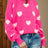 Heart Round Neck Dropped Shoulder Sweater - V.I.P Digital Presence