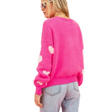 Heart Round Neck Dropped Shoulder Sweater - V.I.P Digital Presence