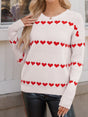 Heart Round Neck Long Sleeve Sweater - V.I.P Digital Presence