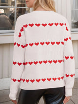 Heart Round Neck Long Sleeve Sweater - V.I.P Digital Presence