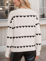 Heart Round Neck Long Sleeve Sweater - V.I.P Digital Presence
