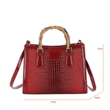High Quality Leather Shoulder Bag For Women Luxury Alligator Handbag Designer Women Bag Retro Bamboo Handle Tote Bag Female - V.I.P Digital Presence