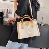 High Quality Leather Shoulder Bag For Women Luxury Alligator Handbag Designer Women Bag Retro Bamboo Handle Tote Bag Female - V.I.P Digital Presence