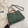 High Quality Leather Shoulder Bag For Women Luxury Alligator Handbag Designer Women Bag Retro Bamboo Handle Tote Bag Female - V.I.P Digital Presence