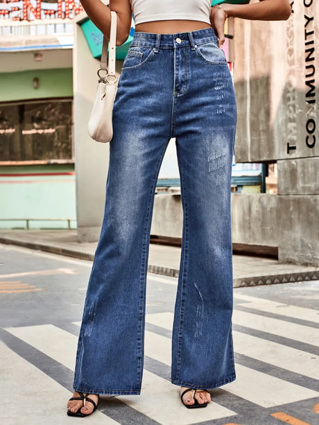 High Rise Bootcut Jeans with Pockets - V.I.P Digital Presence