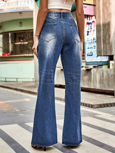 High Rise Bootcut Jeans with Pockets - V.I.P Digital Presence