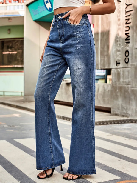 High Rise Bootcut Jeans with Pockets - V.I.P Digital Presence