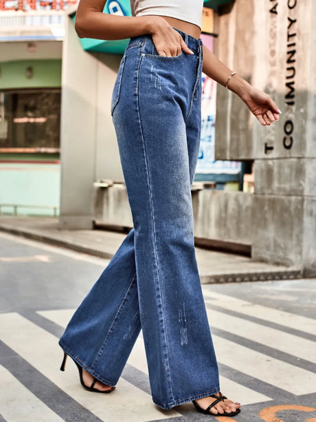 High Rise Bootcut Jeans with Pockets - V.I.P Digital Presence
