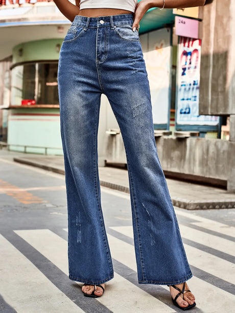 High Rise Bootcut Jeans with Pockets - V.I.P Digital Presence