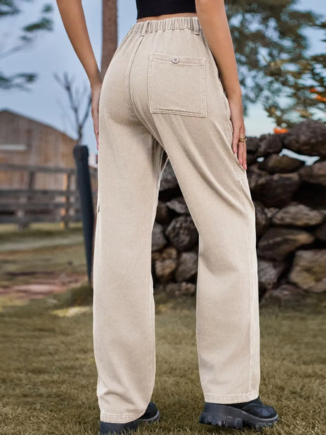 High Waist Cargo Straight Jeans - V.I.P Digital Presence