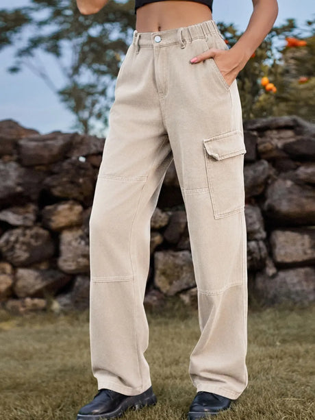 High Waist Cargo Straight Jeans - V.I.P Digital Presence