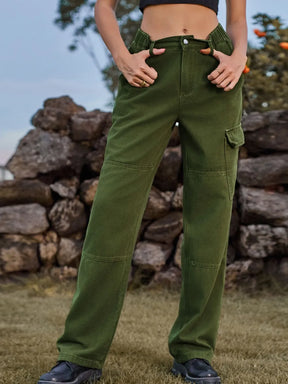 High Waist Cargo Straight Jeans - V.I.P Digital Presence