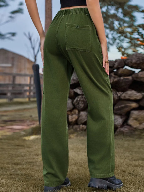 High Waist Cargo Straight Jeans - V.I.P Digital Presence