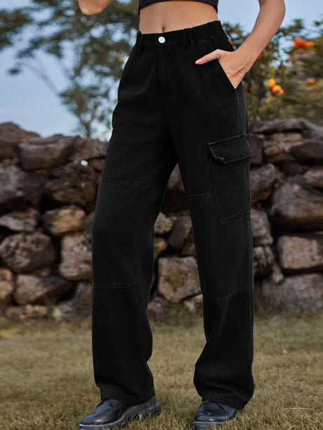 High Waist Cargo Straight Jeans - V.I.P Digital Presence