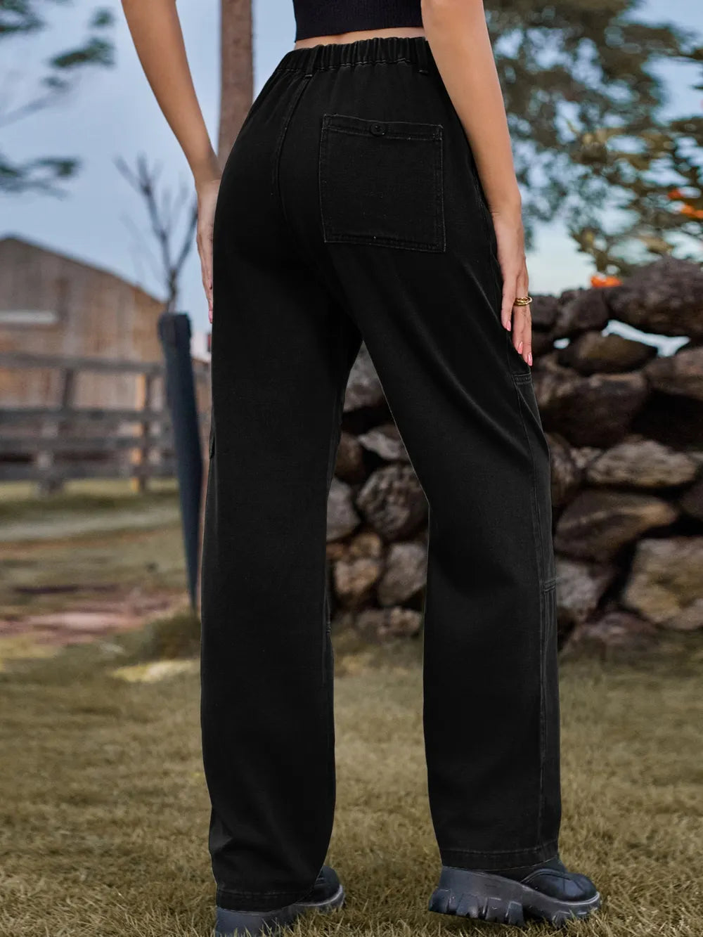 High Waist Cargo Straight Jeans - V.I.P Digital Presence