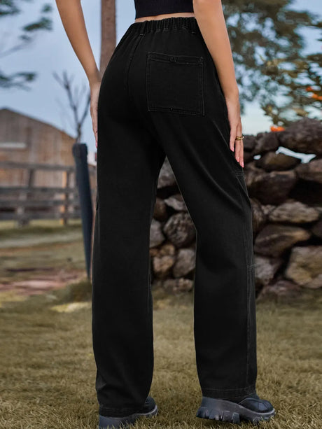 High Waist Cargo Straight Jeans - V.I.P Digital Presence