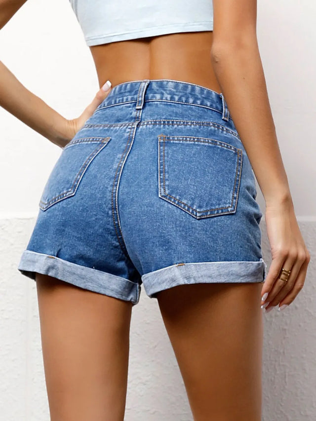 High Waist Denim Shorts - V.I.P Digital Presence