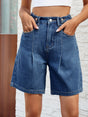 High Waist Denim Shorts with Pockets - V.I.P Digital Presence